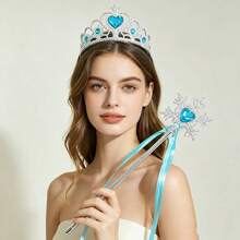 5 Sets Princess Crown And Snowflake Magic Wand Set, Heart-Shaped Rhinestone And Fairy Wand Combination, Dress-Up Accessories Set - Multicolor - View 2