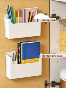 1/2pcs Wall-Mounted Storage Box, Cabinet Hook For Plastic Wrap, Trash Bags And Storage Bags, Multi-Functional Door Hanging Storage Tool, Perfect For Office And Kitchen, Easy Installation No-Drill Wall-Mounted Organizer - Multi-Functional Bathroom Essentials, Trash Bag Organizer, Cosmetic Storage Rack - Classic Design With Window, Basket, Box And Container - Style-2 - View 3