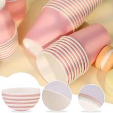 20pcs Pink Party Paper Cups, Pink Party Tableware Decoration, Pink Disposable Paper Cups, Pink Plates, Children's Pink Party Supplies, Tabletop Decoration - Pink - View 7