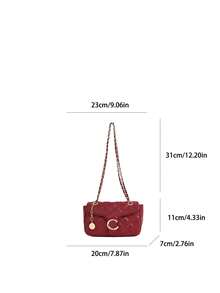 FEISTURE 1pc Solid Color Quilted Embroidered Women's Shoulder Bag, Chain Crossbody Small Square Bag, Suitable For Girls, Women, College Students, New Professionals And White-Collar Workers, Perfect For Work, Business, Commuting, School - Multicolor - View 10