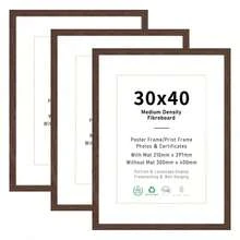 Mosearon 4/1組 30 X 40 cm MDF相框，A3與A4證書與海報框，無背板，配透明壓克力面板，適用於客廳、臥室與藝廊牆面裝飾，僅供展示 - 棕色 - 查看 13