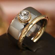 2pcs/Set Women's Dual-Tone Elegant Ring Set, Daily Wear Jewelry - Multicolor - View 8
