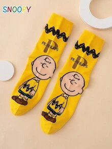 1 Pair SNOOPY Series Authentic Puppy Striped Pattern Fun Personalized Cartoon Men's Mid-Calf Socks - Multicolor - View 4