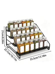 4-Tier Spice Rack Organizer, Ideal For Storing Sauce Bottles, Spice Tins, Measuring Spoons, Knives And Other Small Kitchen Supplies. Modern Kitchen Storage Rack, Metal Organizer Rack For Kitchen, Barthroom, Countertop. - Multicolor - View 2
