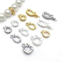 2pcs 18K Golden Plated Pendant Bails Rhinestone Fold Over Bead Bails Connector Clasps For Pearl Charm Necklace DIY Jewelry Making Findings - Multicolor - View 4