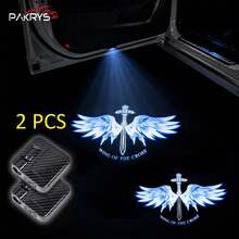 PAKRYS 2件組汽車車門投影燈，無線LED黏貼式迎賓燈，LED幽靈投影迎賓燈，通用汽車配件，適用於大多數轎車、SUV、卡車 - [免接線]智慧光感應-碳纖 - 查看 12