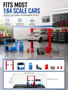 1 Set Collectible Miniature Transparent Display Box Car Repair Kit, 1:64 Scale Car Repair Scene Decorative Accessories, Can Be Used As Photography Scene Props, Miniature Craft Enthusiast Collection, Creative Birthday And Holiday Gift For Friends - Multicolor - View 8