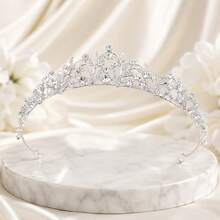 1pc Fashionable & Elegant Artificial Rhinestone Tiara - Sparkling Ball Crown, Graceful Dance Hair Accessory, Suitable For Prom, Graduation Ball, Party And Holiday Events - Silver - View 4