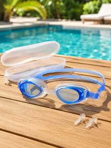 1pc Children's Large Frame High Definition Anti-Fog Swimming Goggles, Soft Silicone Waterproof Swim Goggles With Integrated Earplugs And Adjustable Strap, Unisex Baby Water Play Diving Eye Protection, Macaron Multi-Color Options - Children's Swimming Goggles - View 15