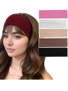 Women's Premium Sweat-Absorbing Sports Headband, Wide Elastic Solid Color Fabric, Suitable For Running And Fitness - Multicolor - View 18