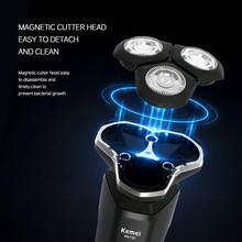 Kemei Men's Cordless Electric Shaver, Electric Razor, 3D Floating Blades, Turbo Speed With Precision Blades, Suitable For Wet And Dry Use, Fast Charging, Long-Lasting Battery, Easy To Clean. A Gift For Dad, Men, Husband, And Male Friends. - Black - View 6