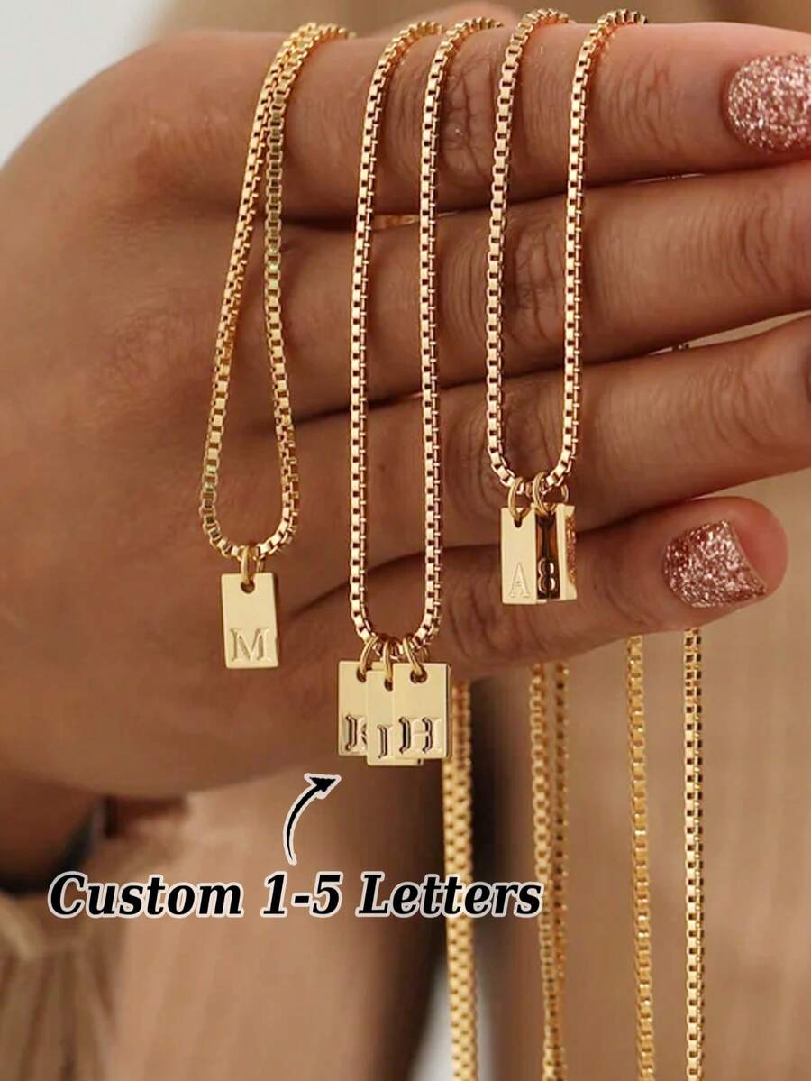 1pc Customized Personalized Initial Pendant Necklace, Initial Pendant Necklace, Engraved Necklace, Family Initial Pendant Necklace, Customized Bar Pendant Necklace, Christmas Gift, Gift For Her, Customized Family Birthstone