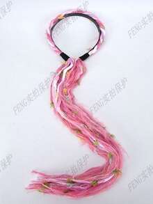 Serre-tête en peluche Maillard coloré avec long ruban à franges, accessoire de cheveux tressés, décoration de cheveux tressés style serre-tête, élastique à cheveux en corde tressée colorée en peluche - Noir - Voir 14