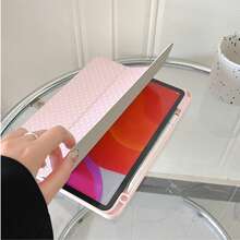 1pc Cute Pink & White Polka Dot Print Tablet Protective Case, Foldable Stand, Multi-Angle Viewing, Suitable For Work & Entertainment, With Pen Slot, Compatible With IPad Pro 2024/Air M3/A16 2025, Compatible With Xiaomi, MatePad - Multicolor - View 4