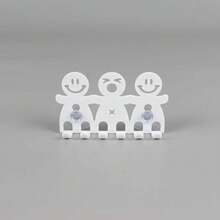 1pc Cartoon Toothbrush Holder Set, Self‑Adhesive Wall Mount Organizer With Suction Cups, Multi‑Hook Family Bathroom Storage Rack, Multi‑Purpose Wall Hook For Toothbrush Key Small Gadget, Home Bathroom Decor Accessory - Multicolor - View 4