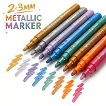 Hard Tip Metal Colorful Marker Set, Multi-Color Marking Pens, English Packaging, DIY Black Card Photo Album, Graffiti Markers, Clothing Marking Pens Waterproof And Washable - A - View 3