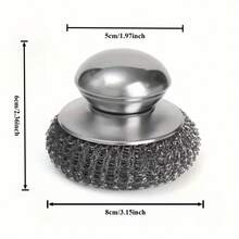 1/2/6pcs Stainless Steel Kitchen Scrub Brush With Handle, Replaceable Stainless Steel Brush Head, Heavy Duty Pot And Dish Cleaning Tool, Suitable For Stubborn Stains, Easy Grip Design, Easily Clean Kitchen Utensils - Multicolor - View 4