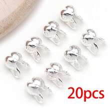 20pcs 18K Silvery Plated Crimp Beads Wire Guardians Clamshell Bead Tips Knot Covers End Caps For DIY Bracelet Necklace Jewelry Making Findings - Silver - View 27