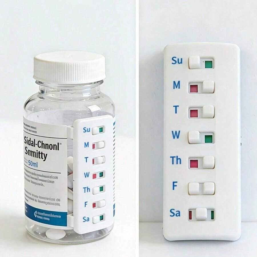 1/2pcs Compact Pill Reminder, Reusable Pill Trackers Compatible With Different Pill Bottles, Featuring A Non-Slip Design, Refillable Tracker, No Filling Required, Ideal For Various Situations - View 1