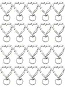10/30/60/100pcs Heart-Shaped Keychain Swivel Hooks, Key Ring Making Accessories Pendant Carabiner Clips DIY Handmade Cute Spring Buckle Key Rings, Handbags - Color Mixing - View 17