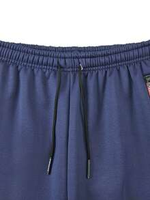 Men's 2-Piece Winter Sports Set, Fleece Lined Hooded Zip-Up Jacket & Straight Leg Sweatpants, Elastic Drawstring Warm Set With Zipper Pockets - Blue - View 7