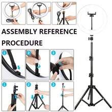 Borriig Lampu Ring Selfie 10 Inci dengan Tripod yang Dapat Diatur 43 Inci dan Dudukan Ponsel - Panel Pencahayaan LED untuk Fotografi, Vlogging, Live Streaming, Rias Wajah, Selfie, dan Rapat Zoom - Kompatibel dengan Smartphone/Tablet, Sistem Lampu Ring Plug and Play - A - View 4