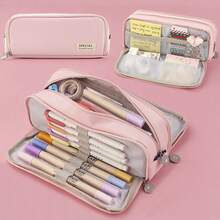 Cross-Border Exclusive Japanese & Korean Style Macaron Color Unisex Transformable Large Capacity Upgraded Pencil Case Stationery Box New Pencil Holder Pencil Bag Student Pencil Pouch Storage Bag Minimalist Storage Bag - Pink Rainbow - View 12