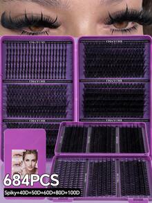 600/720PCSCluster Lashes LargeCapacity Lash Kit With Glue,Reusable False Eyelashes,Mixed10‑18mm Lengths,Spiky+10D‑150DStyles,Delivers Fluffy Volume & Natural Elongated Look,Beginner‑Friendly For Daily Wear,Ideal Gift For Parties,All Holiday Occasions - Multicolor - View 18