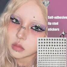 2/1pc Lip Piercing Jewelry, Y2K Style Fake Piercing Jewelry (Nose Stud, Eyebrow Stud), No-Piercing Silver Belly Button Sticker,DIY Face Rhinestone Stickers, Self‑Adhesive Eye Gems, Halloween Christmas New Year Stage Makeup Decor - Multicolor - View 7