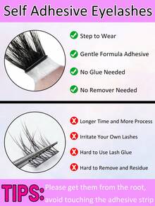 120PCS Adhesive Free Transparent Stem Eyelash Cluster, Pointed Tail False Eyelashes, Segmented Eyelashes, No Need For Glue, Suitable For Beginners To Wear - D - View 6