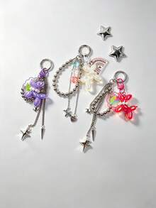 1pc Balloon Dog Rivet Beaded Chain Bag Charm Pendant Keychain, For Women's Shoulder Bag, Tote Bag Charm, Keychain Pendant - Multicolor - View 8