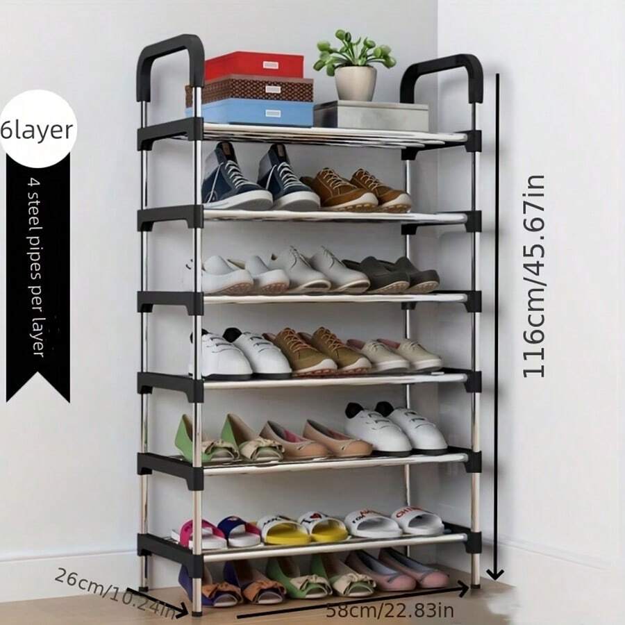 Shoe Rack Organizer 24-Pair Capacity 5/6/7/8 Tiers - Black - View 1