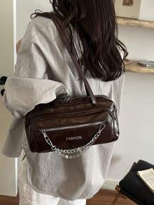 2026 Autumn Fashion New Niche Design Large Capacity Shoulder Bag Multi-Pocket Minimalist Personalized Exquisite Stylish Shoulder Bag - Coffee - View 8