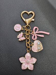 1pc 26 Letter Enamel Floral Keychain Pendant, Creative Key Ring Decorative Accessory, Car Key Chain, Bag Charm, Suitable For Friends, Family, Valentine's Day Gift, Birthday Gift, Holiday Gift, Party Favor - Multicolor - View 8