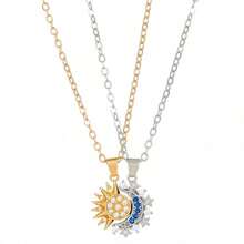 A Pair Of Personalized Vintage Design Sun And Moon Diamond-Studded Layered Necklaces For Women - Multicolor - View 6