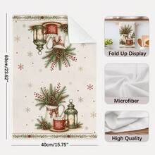 2PCS Kitchen Towels, Vintage Christmas Tree & Berry Pattern Dish Cloths, 40*60cm Rectangular Microfiber Cleaning Towels, Perfect For Kitchen, Dining Room & Bathroom Use, Kitchen Decor, Home Decoration, Housewarming Gift For Neighbors, Scouring Pads - Multicolor - View 5