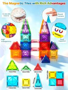 50/70/100pcs Magnetic Building Blocks, 2-In-1 Magnetic Construction Set, STEM Stacking Montessori Learning Toy, Suitable For Boys And Girls Aged 3+ Preschool Kindergarten Play Gift, Mixed Colors - Multicolor - View 5