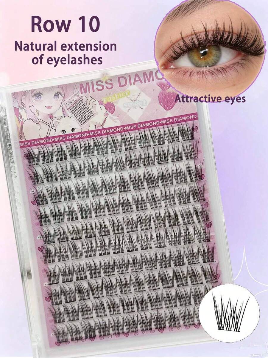 10-Row Natural Extension Eyelashes Fish Tail Style, No Glue Needed, Beginners Can Quickly Master, Convenient To Wear For Going Out Shopping With No-Makeup Look, Exquisite And Natural, Soft And Natural - View 1