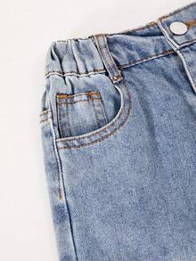 Boys' Washed Pocket Button Zipper Loose Fashion Denim Jeans - Blue - View 4