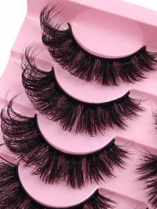 10 Pairs Natural False Eyelashes Thick 3D Fluffy Multi-Layer D Curl Russian Style Enlarged False Eyelash Volume Reusable Cat Eye Lashes Suitable For Travel Essential Fake Eyelashes Strip Lashes - View 8