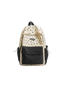 Contrast Color Star Print Backpack, Lightweight Nylon Material, Multiple Pockets Storage, Zipper Closure, Versatile For Travel And Commuting - Multicolor - View 12