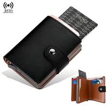 محفظة رجالية بآلية كبس RFID حامل بطاقات ائتمان رجالي محفظة الطي غلاف معدني منبثق سعة كبيرة حامل بطاقات بنكية محفظة قصيرة - متعدد الألوان - مشاهدة 9