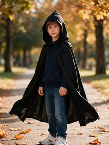 Halloween Cape Set Kids Party Costume Black Vampire Grim Reaper Cloak - Multicolor - View 4
