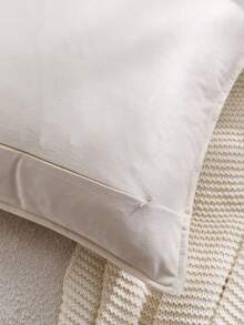 2pcs Nordic Simple Solid Color Fleece Fringed Pillow Covers (Pillow Insert Not Included), Square Cushion Covers, Holiday Home Decor, Soft & Cozy Linen-Like Fabric, Modern Sofa, Home & Dorm - Beige - View 5