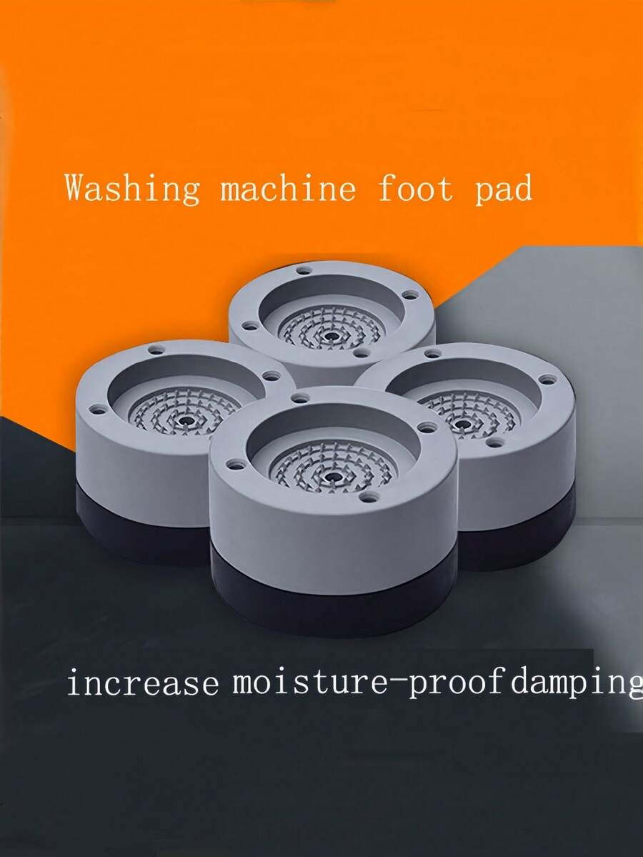 4pcs Washing Machine Base Pads, Used To Raise Base, Prevent Slipping, Absorb Vibration And Reduce Noise, Universal Fit, Can Increase Height And Fix Machine Feet