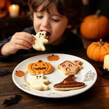 4pcs Pumpkin Haunted House Ghost Magic Hat (Beige Cookie Stamp) Halloween Spring Press Cookie Mold Set, Shaped Cookie Cutter For Home DIY Fondant Cookie Press, Holiday Baking Tool, Handmade Cartoon 3D Cookie Stamp Cake Decoration Small Tool - View 10