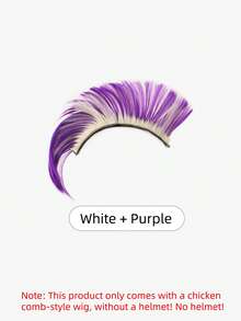 Punk Style Helmet Wig Only, No Helmet, Two‑Tone Spliced Synthetic Hair Decoration, Multi‑Colors, Cool Spiky Hairpiece For Motorcycle Helmet, Halloween, Party & Cosplay. - Multicolor - View 8