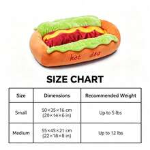 Cute Bread & Hot Dog Shaped Dog Bed, Cat Bed, Removable & Washable Pet Mat, Comfortable Soft Small Pet Sofa, Non-Slip Bottom Design - Multicolor - View 3