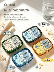 Canned Sardine Square Pill Box, Portable Pill Storage Box, Mini Transparent Storage Box, Portable Jewelry Pill Box, Travel Pill Box, Large Capacity Compartment, Weekly Pill Dispenser, Suitable For Daily Medication And Vitamins - Multicolor - View 5