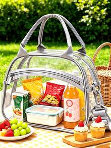 Portable Transparent Pvc Lunch Bag, Large Capacity Lunch Bag, For Office Workers And Students, Travel Storage Bag,Reusable Transparent Snack Storage Bag, Perfect For Outdoor Picnics, Camping And Travel - Multicolor - View 2